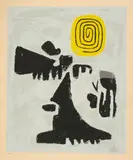 Willi Baumeister, Ideogramm mit gelber Spirale, Farbige Lithographie
