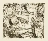 Max Beckmann, Liebespaar II, Blatt 5 der Folge «Gesichter» Kaltnadel