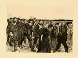 Weberzug by Käthe Kollwitz, Blatt 4 aus dem Zyklus «Ein Weberaufstand» Strichätzung und Schmirgel, sold Jun 2018