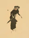 Pierre Bonnard, Femme au parapluie, Aus dem Album für «La Revue blanche» Farbige Lithographie
