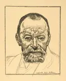 Ferdinand Hodler, Selbstbildnis von vorn, 1850, Lithographie