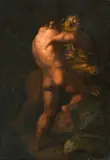 Julius Schnorr von Carolsfeld, Herkules im Kampf mit dem Nemäischen Löwen, Öl auf Leinwand