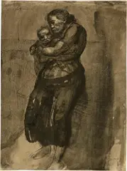 Johann Robert Schürch, Mutter mit Kind, 1930, Feder und Pinsel in Tusche, laviert
