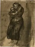 Johann Robert Schürch, Mutter mit Kind, 1930, Feder und Pinsel in Tusche, laviert