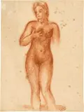 Aristide Maillol, Stehendes Mädchen, Rötelzeichnung