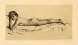 Karl Stauffer-Bern, Liegender weiblicher Akt, Radierung
