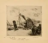 Camille Pissarro, Saint-Thomas (Antilles) 1830–1903 Paris Port de Rouen, avec cheminées, Radierung
