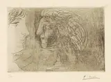 Pablo Picasso, Jeune sculpteur devant un buste de Marie-Thérèse, Radierung
