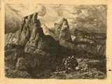 Odilon Redon, Plusieurs personnages dans un paysage rocheux