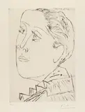 Portrait de Dora Maar au chignon I by Pablo Picasso, Kaltnadel, sold Jun 2018