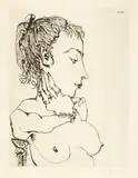 Pablo Picasso, Buste de femme à la queue de cheval: Jacqueline, Aquatinta