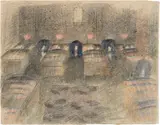 Schlafsaalstudie. – Schlafsaalstudie by Otto Meyer-Amden, 1918, Zwei Farbkreidezeichnungen. 17 : 21,5 bzw, sold Jun 2018