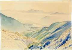 Paysage de montagne by Albert Trachsel, 1905–1910, Aquarell über Bleistiftzeichnung, sold Jun 2018