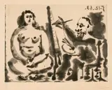 Pablo Picasso, Peintre et modèle. IV, Aquatinta, mit Kaltnadel überarbeitet