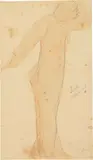 Auguste Rodin, Loth, Statue de sel, Aquarell in Rosa über Vorzeichnung in Bleistift