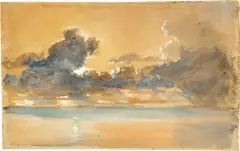 Hans Jacob Ulrich, Wolkenbank über dem Meer, 1835, Aquarell