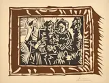 Portrait de famille ingresque. IV by Pablo Picasso, Farbiger Linolschnitt, sold Jun 2018