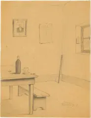 Henri Rousseau, Intérieur d’un débit de boisson, Bleistiftzeichnung