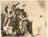 Les Faunes et la centauresse by Pablo Picasso, 1947, Lithografie auf Arches (Wasserzeichen), sold Jun 2018