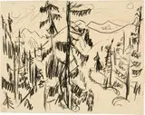 Hermann Scherer, Waldlandschaft, 1925, Schwarze Kreide