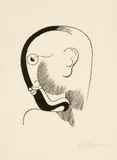 Oskar Schlemmer, Kopf im Profil mit schwarzer Kontur