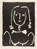 Tête de femme en blanc sur fond noir by Pablo Picasso, Lithographie, sold Jun 2018