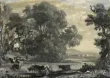 Robert Zünd, Kühe auf der Weide, Grisaille in Öl auf Leinwand