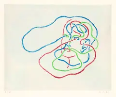 Markus Raetz, «…anne»-Trilogie II. – Sinne II, Radierung und farbige Aquatinta. 69,4 : 49,8 und