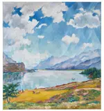 Giovanni Giacometti, Blick auf den Silsersee, 1923, Öl auf Leinwand