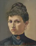 Ferdinand Hodler, Bildnis einer Frau mit hochgesteckten Haaren – Bildnis einer Unbekannten, 1887, Öl auf Leinwand