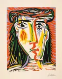 Jacqueline au chapeau de paille by Pablo Picasso, 1962, Farbiger Linolschnitt 16. Januar, sold Jun 2017