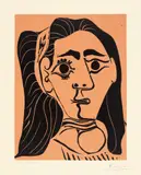 Jacqueline au bandeau. III by Pablo Picasso, Farbiger Linolschnitt 13. Februar 1962 lattgrösse, sold Jun 2017