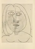 Pablo Picasso, Georges Hugnet. Non vouloir – Illustré de quatre Gravures (et un Burin) par Pablo Picasso, Paris, Editions Jeanne Bucher, 1942 In braunem Privat-Maroquin-Einband der fünfziger Jahre (Georges Cretté), mit Aufdruck in Gold und Prägedruck, in Schuber 1942 Mit 4 ganzseitigen in vom Künstler in Kupferstich überarbeiteten Clichéplatten in Schwar