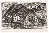 Stafelalp, Gesamtansicht – Alpaufzug by Ernst Ludwig Kirchner, 1918, Holzschnitt Sommer, sold Jun 2017
