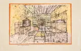 Raum der Häuser by Paul Klee, Ölpause und Aquarell auf Papier, mit Leimtupfen auf Unterlagekarton, auf dem Unterlagekarton mit Abschlussstrich in Tusc, sold Jun 2017