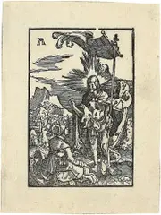 Albrecht Altdorfer, a. Der Sündenfall – Blatt 2 der Folge b. Die Vertreibung aus dem Paradies – Blatt 3 der Folge c. Christus erscheint der Magdalena – Blatt 36 der Folge, 3 Blatt Holzschnitte aus der Folge: Sündenfall und Erlösung des Menschengeschlechtes 1511 Je