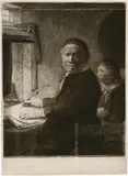 Lieven Willemsz. van Coppenol by Rembrandt Harmensz van Rijn, 1658, Radierung, Kupferstich und Kaltnadel Um, sold Jun 2017