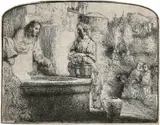 Christus und die Samariterin by Rembrandt Harmensz van Rijn, 1657, Radierung, mit der kalten Nadel überarbeitet, sold Jun 2017