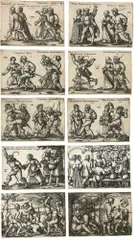 Hans Sebald Beham, Das Bauernfest – Die zwölf Monate, Folge von 10 Blatt Kupferstichen 1546–1547 Je ca
