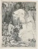 Die kleine Auferweckung des Lazarus by Rembrandt Harmensz van Rijn, 1642, Radierung, leicht mit der kalten Nadel überarbeitet, sold Jun 2017