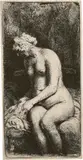 Nackte Frau im Freien mit den Füssen in einem Bach by Rembrandt Harmensz van Rijn, 1658, Radierung, mit der kalten Nadel überarbeitet, sold Jun 2017