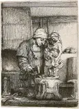 Der Goldschmied – Kopie by Rembrandt Harmensz van Rijn, 1655, Radierung, mit der kalten Nadel überarbeitet –, sold Jun 2017