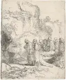 Christus zu Grabe getragen by Rembrandt Harmensz van Rijn, 1645, Radierung, mit der kalten Nadel überarbeitet Um, sold Jun 2017