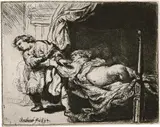 Joseph und Potiphars Weib by Rembrandt Harmensz van Rijn, 1634, Radierung, sold Jun 2017