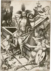 Martin Schongauer, Christi Auferstehung, 1480–1483, Blatt 12 der Folge «Die Passion Christi» Kupferstich
