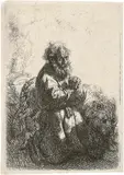 Der heilige Hieronymus im Gebet by Rembrandt Harmensz van Rijn, 1635, Radierung, sold Jun 2017