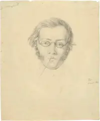 Ferdinand Georg Waldmüller, Kopf des Geigers und Komponisten Franz (François) Schubert, 1821, Bleistiftzeichnung
