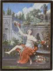 Anna Waser, Flora – Kopie nach Josef Werner von 1666, 1697, Malerei in Deckfarben auf einer Kupferplatte