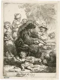 Die Pfannkuchenbäckerin by Rembrandt Harmensz van Rijn, 1635, Radierung, sold Jun 2017
