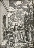 Die Heimsuchung – Maria und Elisabeth by Albrecht Durer, 1503–1504, Blatt 9 der Folge «Das Marienleben» Holzschnitt, sold Jun 2017
